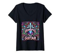 Donna Cool Grandpas Play Guitar Musica del Nonno Chitarrista |- Maglietta con Collo a V