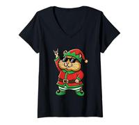 Donna Cool Hamster Elf Dondolo Vibes Natale Maglietta con Collo a V