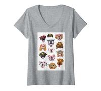 Donna Cool Happy Funny Dogs Indossa Occhiali Colorati - Regalo Maglietta con Collo a V