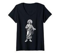 Donna Cool Hip Hop Gesù Occhiali da Sole Divertente Christian Maglietta con Collo a V