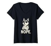 Donna Cool Husky Nope Braccia Incrociate Maglietta con Collo a V