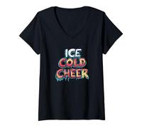 Donna Cool Ice Cold Cheer Emblem Costume per Ragazzi e Ragazze Maglietta con Collo a V