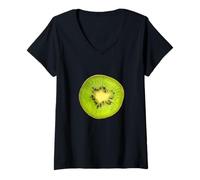 Donna Cool Kiwi Slice Outfit Illustration Novelty Graphic Designs Maglietta con Collo a V