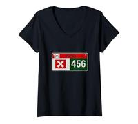 Donna Cool Korea 456 Code Number Illustration Graphic Designs Maglietta con Collo a V