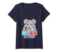 Donna Cool Lab Rat On Duty Tavola Periodica Chimica Team Insegnante Maglietta con Collo a V