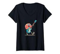 Donna Cool Lollipop Candy con Occhiali da Sole e Rock Guitar Costume Maglietta con Collo a V