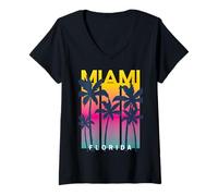 Donna Cool Miami Florida Graphic Design Tees, I Love Miami, Miami Maglietta con Collo a V
