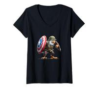 Donna Cool Military Battlefield Aquila con America Shield Costume Maglietta con Collo a V
