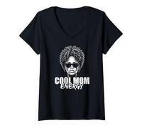 Donna Cool Mom Energy Modern Afro Madre Stile Maglietta con Collo a V