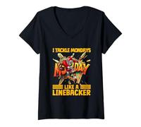 Donna Cool Monday Linebacker Costume per Tackle e appassionati di calcio Maglietta con Collo a V