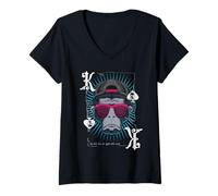 Donna Cool Monkey King Spades :-: Funny Poker Player Design Maglietta con Collo a V