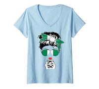 Donna Cool Nigerian Coffee Mamma Mamma Ragazza Zia Nigeria Bandiera Grafica Maglietta con Collo a V