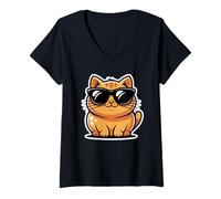 Donna Cool Occhiali da Sole Cat Cute Cartoon Kids Maglietta con Collo a V