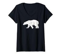 Donna Cool Orso Polare Geometrico Modello Boho Art Natale Animale Maglietta con Collo a V