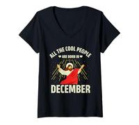 Donna Cool People Are Born in December Christmas Christian Bday Maglietta con Collo a V