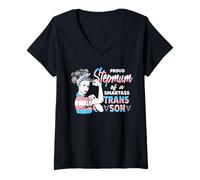Donna Cool Proud Unbreakable Trans Step Mum Pride LGBT consapevolezza Maglietta con Collo a V