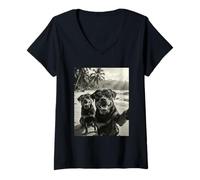 Donna Cool Rottweiler Funny Dog Selfie Beach Occhiali da Sole Cani Maglietta con Collo a V