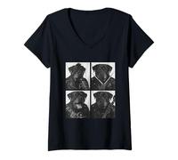 Donna Cool Rottweiler Musicisti Cani Musica Rock Emo Punk Band Maglietta con Collo a V