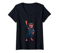 Donna Cool Rottweiler Rock On Funny Dog Lover Graphic Occhiali da Sole Maglietta con Collo a V