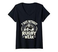 Donna Cool Rugby Wordplay Outfit - 7 giorni senza rugby rende debole Maglietta con Collo a V