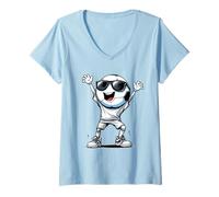 Donna Cool Soccer Ball Cartoon Funny Football Player Soccer Fan Maglietta con Collo a V