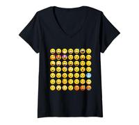 Donna Cool Social Media Sarcastic Smile Faces Graphic Designs Maglietta con Collo a V