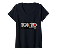 Donna Cool Tokyo Japan Outfit Illustration Graphic Cool Designs Maglietta con Collo a V