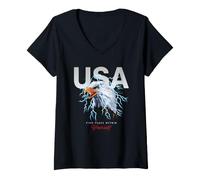 Donna Cool USA Eagle with Wild Quotes Illustration Graphic Designs Maglietta con Collo a V