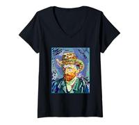 Donna Cool Vincent Van Gogh Painter Profile Graphic Design Art Maglietta con Collo a V