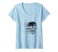 Donna Cool Wild Abstract Skull Novelty Graphic Tees & Cool Designs Maglietta con Collo a V