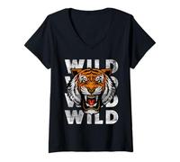 Donna Cool Wild Wild Tiger Novelty Graphic Tees & Cool Designs Maglietta con Collo a V
