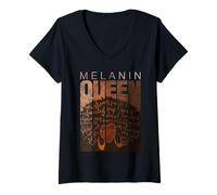 Donna Cool Women Girls Black Melanin Queen Magic, Melanin Queen Maglietta con Collo a V