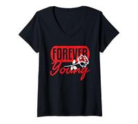Donna Cool Young Forever Rose Rosse Amante Fiore Mogli Maglietta con Collo a V