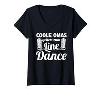 Donna Coole Omas gehen zum Line Dance Line Dance Oma Tanzen Maglietta con Collo a V