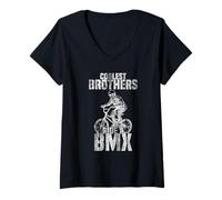 Donna Coolest Brothers ride a BMX scheletro guida BMX Maglietta con Collo a V