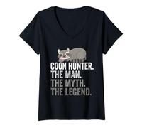 Donna Coon Hunter l'Uomo Il Mito La Leggenda Maglietta con Collo a V