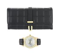 Donna coordinati orologio e portafoglio Gift set - nero