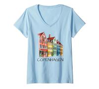 Donna Copenaghen Danimarca/Copenaghen Maglietta con Collo a V