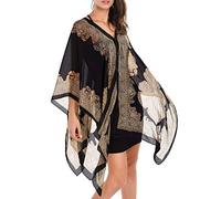 Donna Copri Costumi Mare Estivi Chiffon Kimono Eleganti Moda Casuali Festiva Hipster Bikini Cover Up Poncho Ragazza Stampato Smanicato Prospettiva Basic Fazzoletti da Collo Cardigan