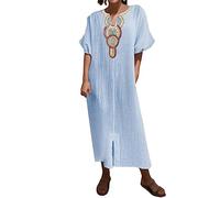 Donna Copricostumi Estate Copri Costume Vestito da Camicia Spiaggia Cotone Vestitino Estivi Lungo Abito Vestiti Copricostume Mare Abiti Casual Senza Maniche Corte Vacanza Sexy Beach