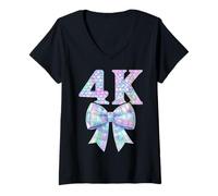 Donna Coquette Bow 4K I'm Ready for 4K Girl Kid Preppy Girly PreK4 Maglietta con Collo a V