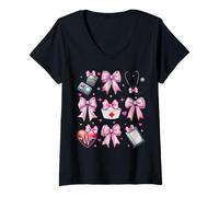 Donna Coquette Bow Cardiac Nurse CVICU ICU CICU Cardiologia Infermieristica Maglietta con Collo a V