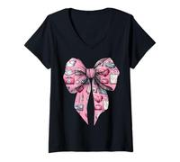 Donna Coquette Bow Cardiac Nurse CVICU ICU CICU Cardiologia Infermieristica Maglietta con Collo a V