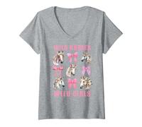 Donna Coquette Bow Equitazione Western Girl Country Cowgirl Maglietta con Collo a V