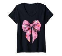Donna Coquette Bow Geriatric Nurse Nursing Girl Gerziatry Maglietta con Collo a V
