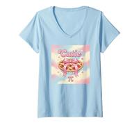 Donna Coquette Pi Day Cherry Pie Pink Bow Estetica 3.14 Matematica Maglietta con Collo a V