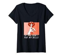 Donna Coral Hush Now - Grafica a Colori Corallo Maglietta con Collo a V