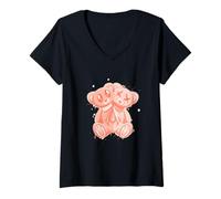 Donna Coral My Own Twin Coral Grafica a Colori Maglietta con Collo a V