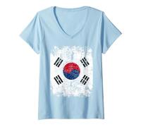 Donna Corea del Sud Bandiera Uomini Donne Bambini Corea Maglietta con Collo a V