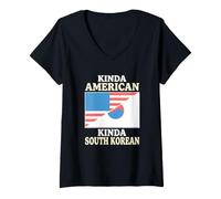 Donna Coreano Americano Kinda Americano Kinda South Korean Heritage Maglietta con Collo a V